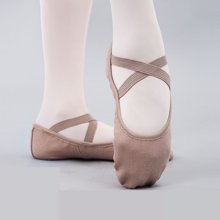รองเท้าส้นแบนนุ่มบัลเลต์สำหรับเด็กผู้หญิง-รองเท้าสำหรับสวมเต้นรำรองเท้าบัลเลต์หญิงซูเปอร์ผ้าใบยืดสำหรับเด็ก