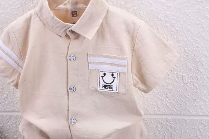 ชุดเซ็ทเด็กแฟชั่นลายยิ้มสุดเท่ห์-เสื้อ-กางเกง-yf22013