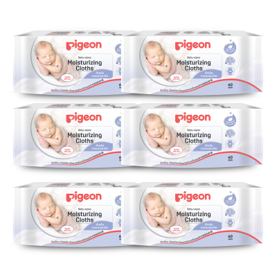 Pigeon พีเจ้น เบบี้ไวพส์ สูตรมอยเจอร์ไรเซอร์ 60 ชิ้น Value pack 6