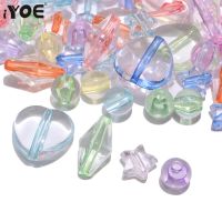 iYOE 30-300pcs Colorful Transparent Acrylic Beads Geometric Round Star Heart Spacer Beads For Jewelry Making Bracelet Necklace Beads