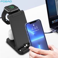 ZZOOI 3 In 1 Fast Charging Stand Phone Holder for Apple iPhone 14 13 12 11 IWatch 8 Airpods Pro Foldable Wireless Charger Dock Station