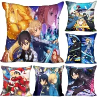 Custom Sword Art Online 01 Pillow Cover Bedroom Home Decorative Pillowcase Square Zipper Pillow Cases Fabric Eco-Friendly 1125