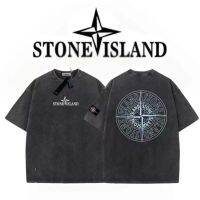 Stone Islandˉ Purple Logo Badge Pure Cotton Washed Old Short-sleeved T-shirt Men and Women Couple Tops 006 020 012 013✲