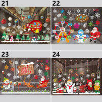 Nuoke คริสต์มาสสีคริสต์มาสตกแต่งฉากเค้าโครงสติกเกอร์หน้าต่างกระจก PVC กาว Little Snowman Shop Santa Home