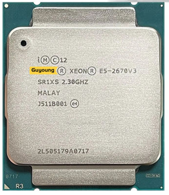 ซีออน E5-2670V3 2670v3 E5 E5 V3 2.3 GHz ใช้สิบสองแกนยี่สิบสี่เกลียวเครื่องประมวลผลซีพียู30M 120W LGA 2011-3