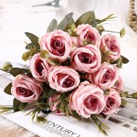 【DT】 hot  35CM 6 Heads/ Bunch Artificial Flowers Silk Flower Simulation Rose Wedding Decoration Indoor Outdoor Home Decor Holiday Gifts