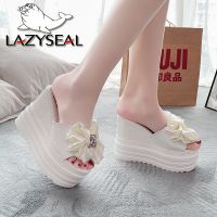 LazySea 12cm Super High Heels Women Slippers Butterfly Crystal Height Increasing Slides Women Wedding Shoes Platform Summer Shoe