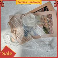 DAMIAN SPORTS 4ชิ้น92ซม. ที่รัดผมลูกไม้ Camellia อเนกประสงค์ Camellia ริบบิ้นผ้าไหมดอกไม้สีขาวยาวโช้คเกอร์แขนริบบิ้นผ้าไหม