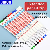 【CW】5pcs Long Head Deep Hole Markers Pen Set Bathroom Woodworking Decoration Permanent Marker Pencil Tools White Black Red Ink