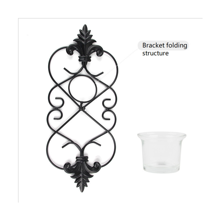 home-decor-candle-holder-wrought-iron-foldable-anti-rust-retro-for-living-room-hotel-wedding-bedroom