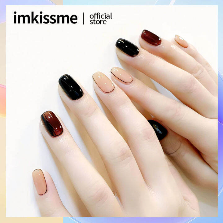 24Pcs Acrylic Press on Nails Short Glue on Nails for Women Fake Nails