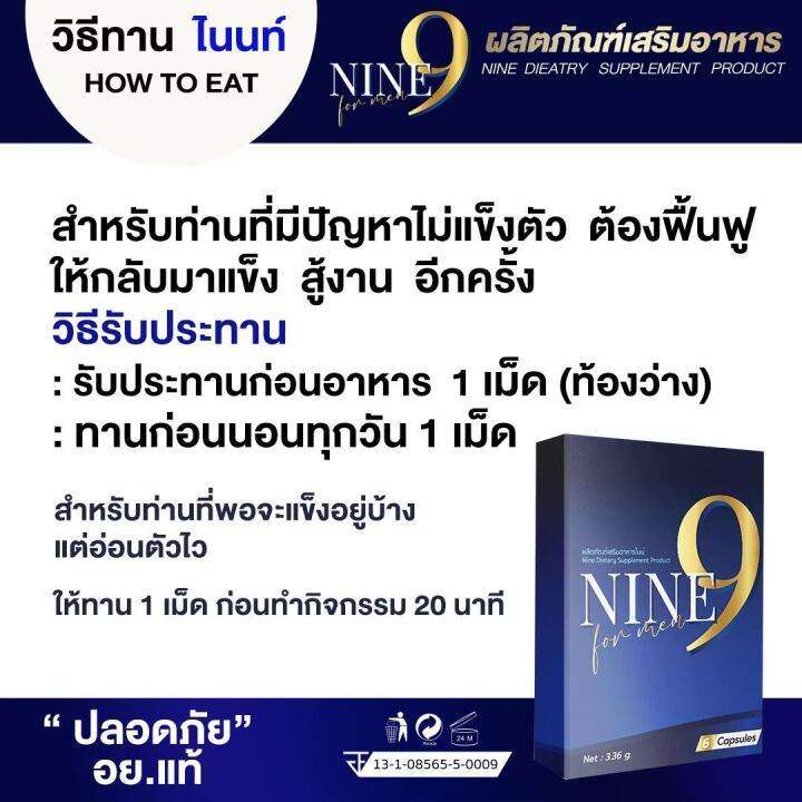 nine-ไนนท์-อาหารเสริม-สำหรับท่านที่มีปัญหาไม่แข็งตัว-หลั่งไว-เสร็จไว-1กล่อง-6แคปซูล-18zeed