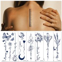 Fake Tattoo For Woman Herbal Juice Tattoo Stickers Semi-permanent Disposable Waterproof Butterfly Rose Blue Ink Tattoo Stickers Stickers