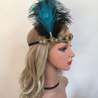 Vintage Hair Accessories Bridesmaids Peacock Hair Diamond Hair Band Headgear 1920s Charleston Gatsby Party Feather Headwear