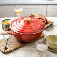 26cm หม้อเหล็กหล่อ หม้อเหล็กหล่อ Enameled Cast Iron Signature Round Dutch Oven, 4L