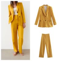 PB &amp; ZASummer Women S New 2023 Patch Pocket Decoration Unisex Linen Loose Casual Blazer Pants Two-Piece Set...