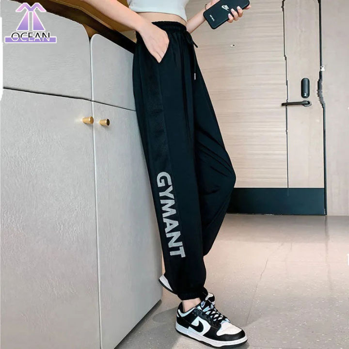 xiang-nian-ni-กางเกงกีฬาแห้งเร็วของผู้หญิง-กางเกงเจ็ดส่วนกันยุงทรงหลวมบางลำลอง