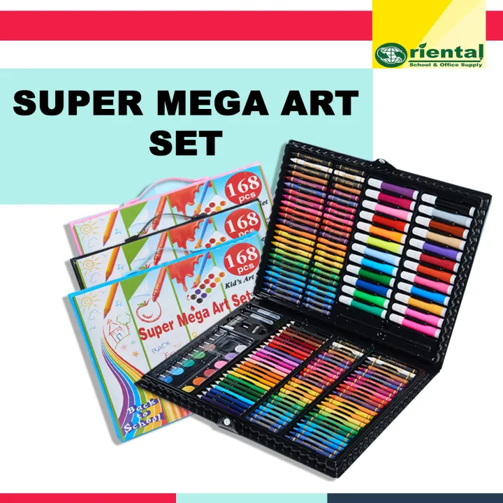 Super Mega Art Set 168pcs of Coloring Materials for Kids Crayons Oil