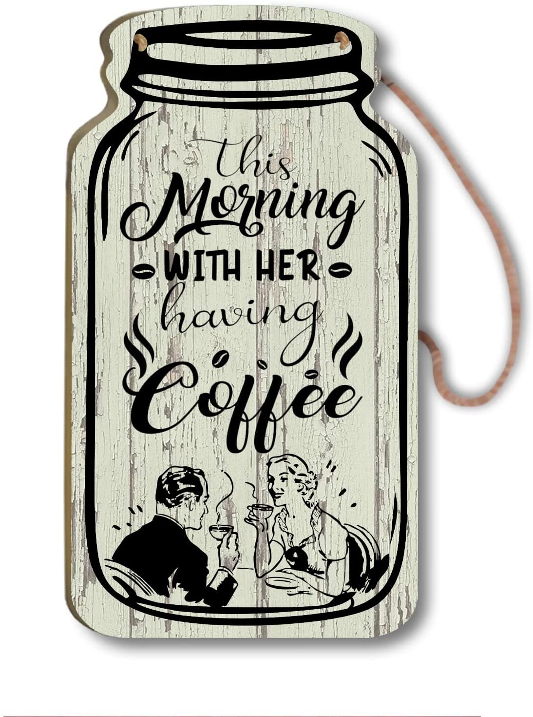 Coffee Plaques Jar Shape Wall Art Wooden Sign Cafe Kitchen Ornament Decoration 