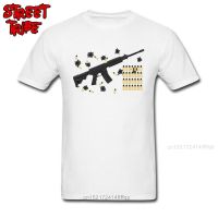 Ar15 T-Shirt Men White Tops Fire Arm Bullet Tees Machine Gun Shot T Shirt Cotton Clothes Fashion Father Day Gift Tshirt