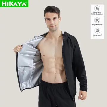 LAZAWG Mens Sauna Suit Sweat Jacket Pants Slimming Long Sleeve Top