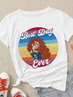 ผู้หญิง Disney ใหม่ T เสื้อ Cool Princess Merida แว่นตากันแดดกราฟิก O-Neck Tshirt หลวมสบายๆฤดูร้อนเสื้อยืด S-5XL