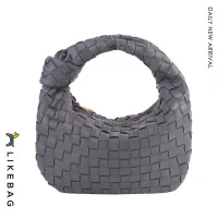 โปรโมชั่น Flash Sale : LIKEBAG fashion original woven basket bag PU leather Zipper pure hand-woven hand bag for women