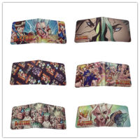 Dr.stone PU 2ช่องใส่อัลบั้มรูป1ช่องกระเป๋าสตางค์ผู้หญิงผู้ชาย Dompet Koin อะนิเมะ2ช่องใส่การ์ด1ช่องซิป