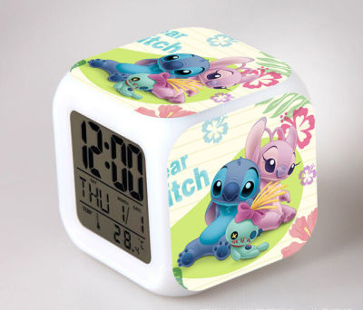 【Worth-Buy】 Lilo Stitch การ์ตูนนาฬิกาปลุกเด็ก Wekker นาฬิกาของเล่นนาฬิกาปลุกดิจิตอล Led Reloj Despertador ขึ้นแสง Reveil นาฬิกาตั้งโต๊ะ