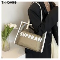 one shoulder big bag female 2023 new tide han edition joker high-capacity transparent lash bags hand-held tote