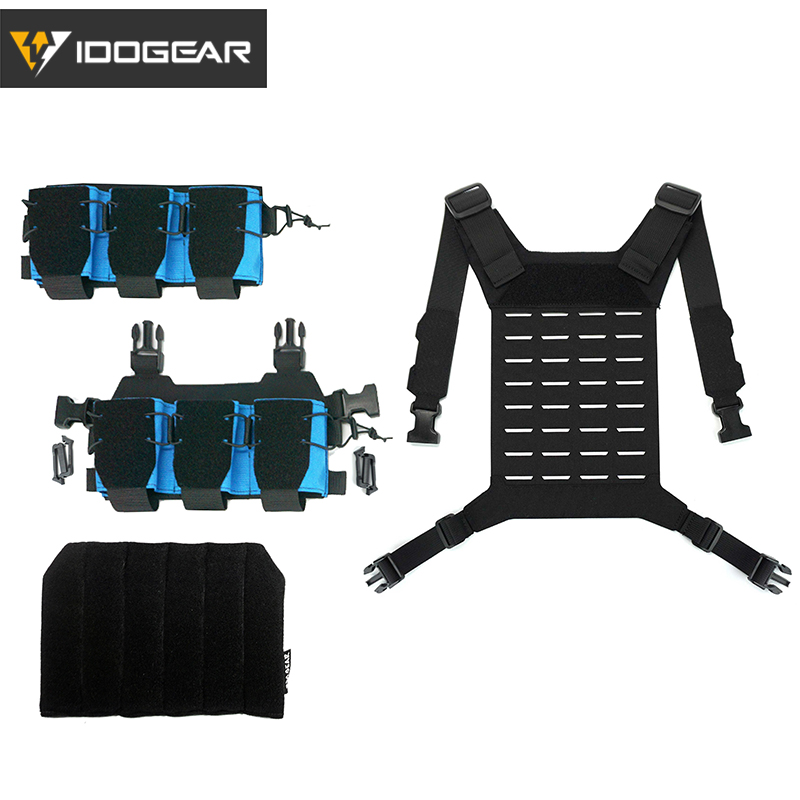 DMgear Tactical Triple Mag Pouch w/ Buckles for Chest Rig 556 Mag Carrier Panel 
