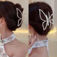 Bling 2022 New Metal Hair Claw Clips With Chain Tassel Glass Beads Butterfly Bow Dangle Hair Clips For Women Hair Accessories