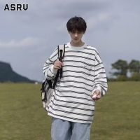 ASRV เสื้อยืดเสื้อกีฬาคอกลม Minimalist Ins ทันสมัยเสื้อยืดลายทางความนิยมของเยาวชน