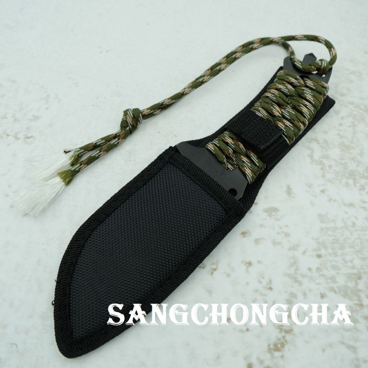 sangchongcha-fixed-blade-knife-มีดพก-มีดเดินป่า-มีดดำน้ำ-มีดใบตาย-มีดแคมป์ปิ้ง-มีดมัลติฟังก์ชั่น-ยาว22-00cm-แถมซองไนลอนอย่างดี-เล่มเดียวจบ-ทั้งทุบกระจก-เปิดฝา-เลื่อยไม้-ตัดเชือก-แล่เนื้อ-ล่าสัตว์-และอ