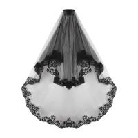 Black Short Veil Tulle Bridal Wedding  Veil Headband Halloween Costume Headpiece for Women Girls Hair Accessories