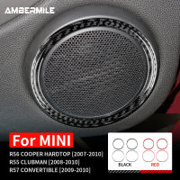 AMBERMILE คาร์บอนไฟเบอร์สำหรับ Mini Cooper Hardtop R56 Clubman R55 R57อุปกรณ์ตกแต่งภายในตัดประตูเสียงลำโพงปกสติ๊กเกอร์