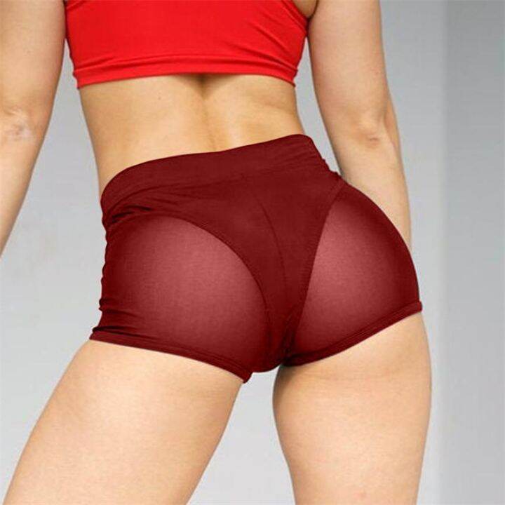 women-sexy-shorts-high-waist-workout-fitness-female-dance-shorts-see-through-mesh-patchwork-mature-pole-dancing-clubwear