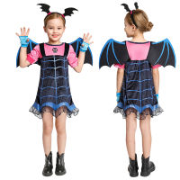 Kids Vampire Costume Girl Headband Girls Princess Dresses Vampirin Children Birthday Party Fancy Cosplay Clothing