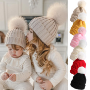 Mũ Trẻ Em Pompom Mới Mũ Beanie Mũ Dệt Kim Mùa Đông Cho Trẻ Em Bé Gái Mũ