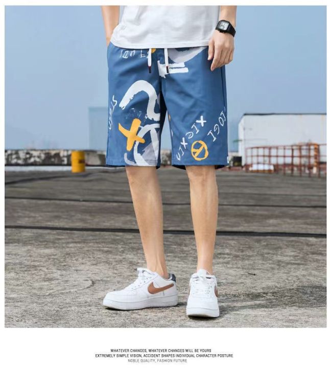 ldf-กางเกงขาสั้นผู้ชาย-กางเกงขาสั้นลำลอง-กางเกงขาสั้นชายหาด-ผ้าเนื้อดี-แฟชั่นพิมพ์ลาย-สวมใส่สบาย-2-สี-รุ่น-nk36