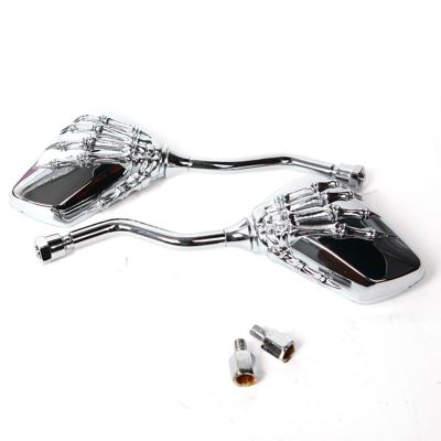 “：{}” Free Shipping Universal Motorcycle Scooter Back Side Mirror Modification Skull Craw Shadow Rear View Mirrors Pair 8Mm 10Mm