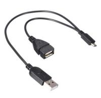 สาย โอทีจี Micro USB Male To USB Female Host OTG Cable &amp;USB 2.0 Male Power Cable Y Splitter