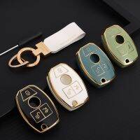 shangdjh Car Remote Key Case Holder Gold Frame Design Auto Car Keys Shell for Mercedes-Benz GLA GLK-Class V-Class Keychain Accessories