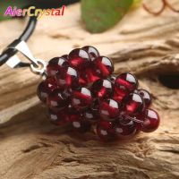 1PC Natural Pomegranate Grape Pendant Lover Necklace Reiki Healing Decoration Real Mineral Material Crystal Bead Jewelry Gift