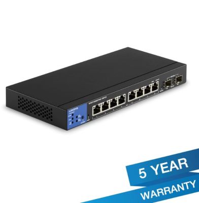 LINKSYS LGS310MPC Managed Gigabit Switches 8 Port + 2SFP,PoE+ (สวิตซ์)  Linksys LGS310MPC Managed Gigabit Switches  Network Interface	 8 x Gigabit Ethernet 2 x Gigabit SFP  Switching Capacity	 20 Gbps  MAC Address Table	 8K  Forwarding Rate	 14.88 M