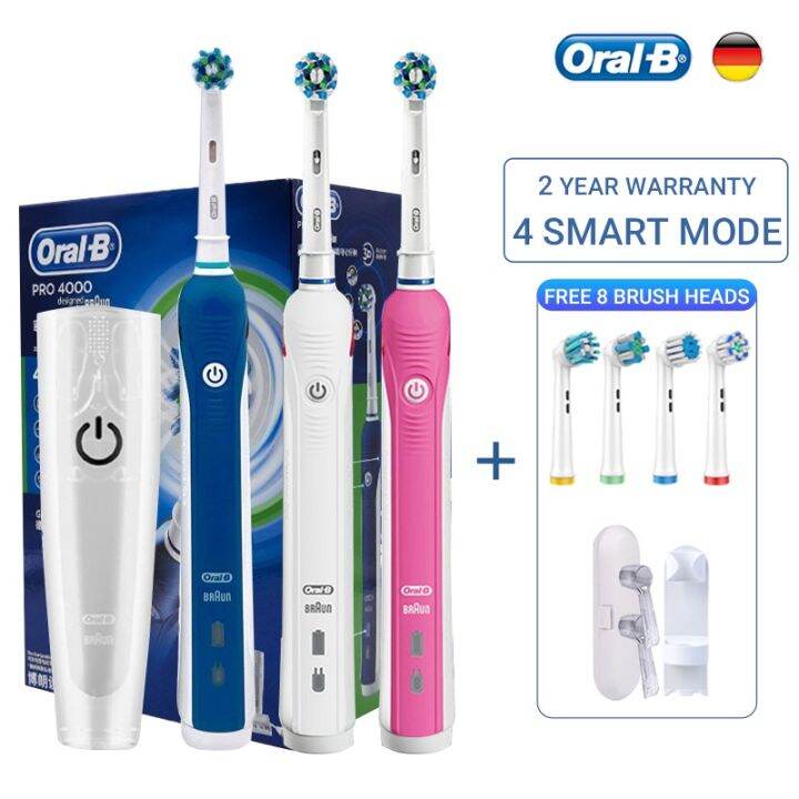 Original Oral B Pro 4000 Electric Toothbrush 4 Smart Modes Inductive