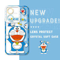 Casing Ponsel คริสตัลโดราเอมอนกันกระแทกของแท้สำหรับ Vivo Y22 Y22S เคสมือถือใสเพื่อการป้องกันกล้องคลุมทั้งหมด