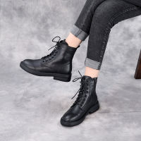 Spot parcel post Dr. Martens Boots Female British Style Spring and Autumn Boots 2020 New Side Zipper Flat Internet Celebrity All-Matching Genuine Leather Boots