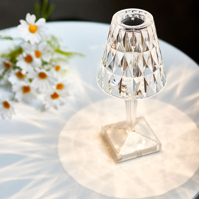 Diamond Table Lamps USB Rechargeable Acrylic Desk Lamps Bedroom Bedside Bar Crystal Lighting Romantic Night Lights Fixtures