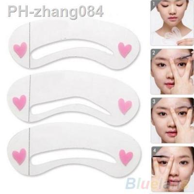 Womens Professional Easy to Use 3 Pcs/1 Set Durable Eyebrow Assistant Template Drawing Card Brow Make Up Stencil